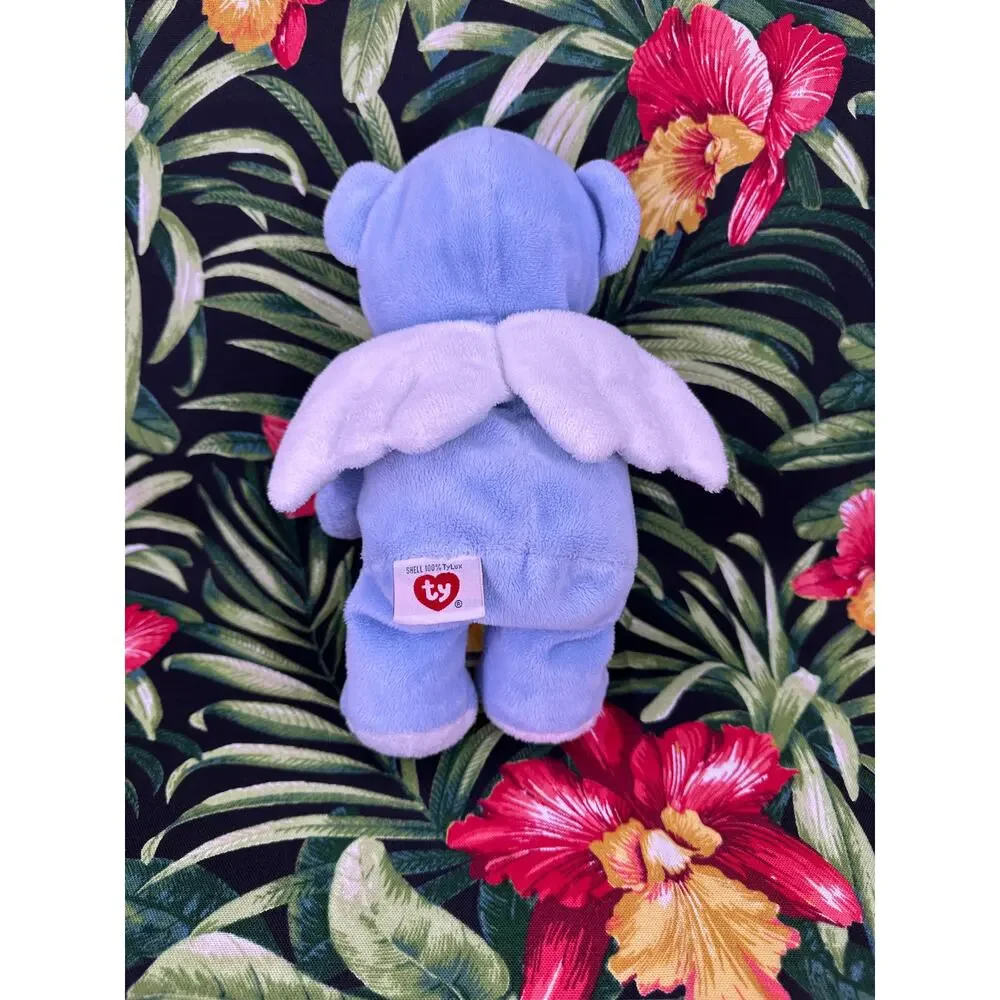 Ty 2011 Pluffies Little Angel Blue Winged Teddy Bear Baby
